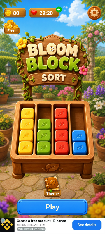 Bloom Block Sort home screen